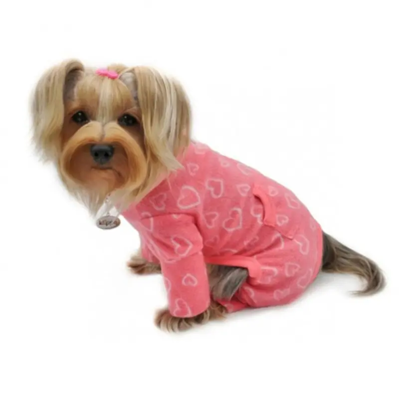 Blush of Love Fleece Turtleneck Pet Dog Pajamas XS