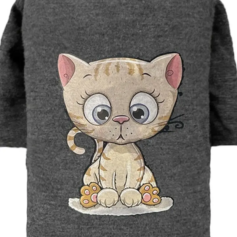 Cutie Dog Tee Collection - Dark Grey Kitty XXS