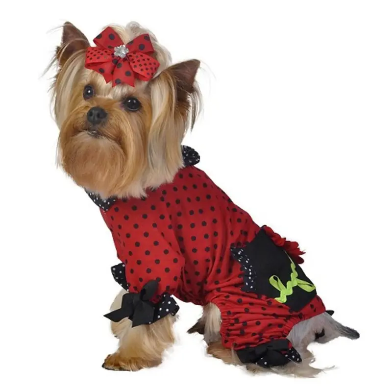 Polka Dot Flower Pet Dog Jammies XS  - Sz 8