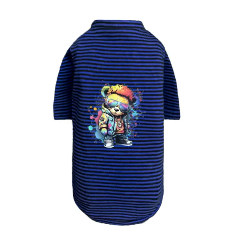 Punk Brats Dog Tee - Striped Navy XXS