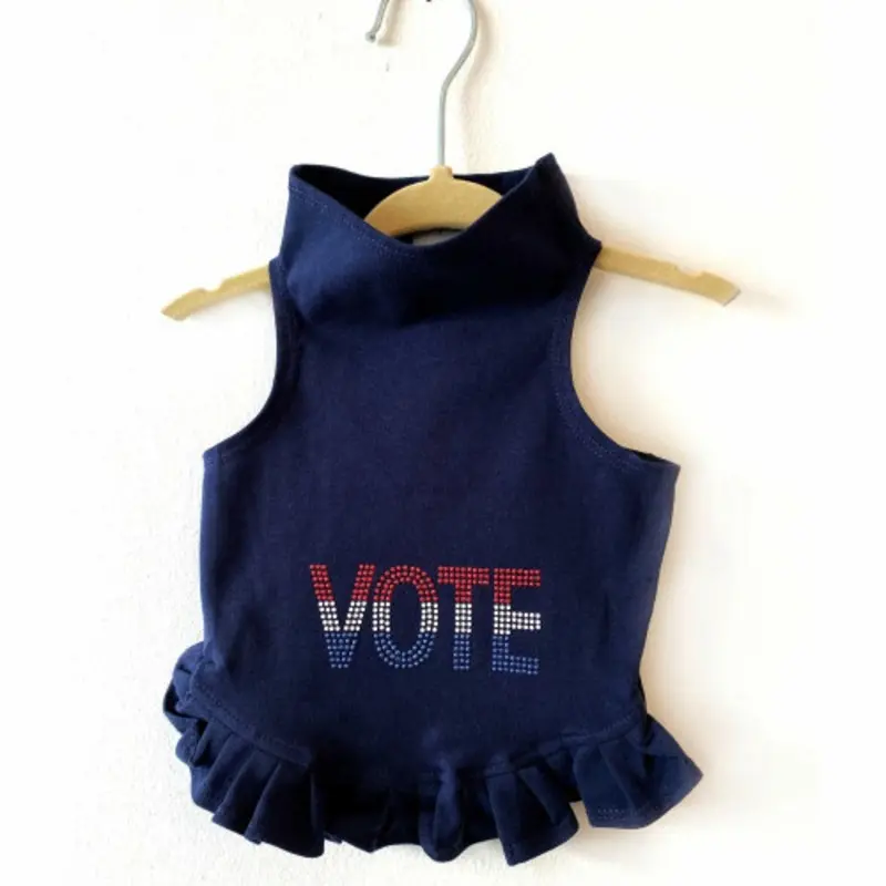 VOTE in Red, White, Blue Studs Dog Dress Teacup