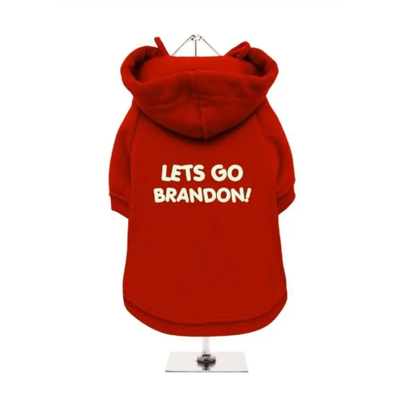 Lets Go Brandon Fleece-Lined Dog Hoodie / Sweatshirt - Red XS