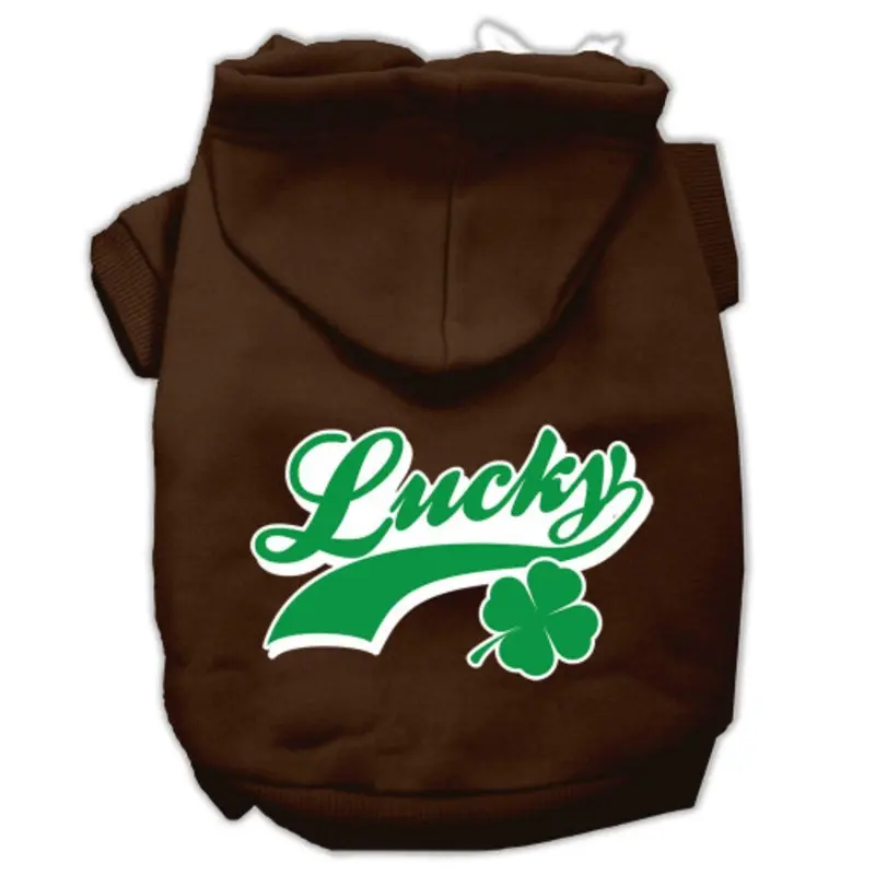 Lucky Swoosh Screen Print Pet Hoodies - Brown