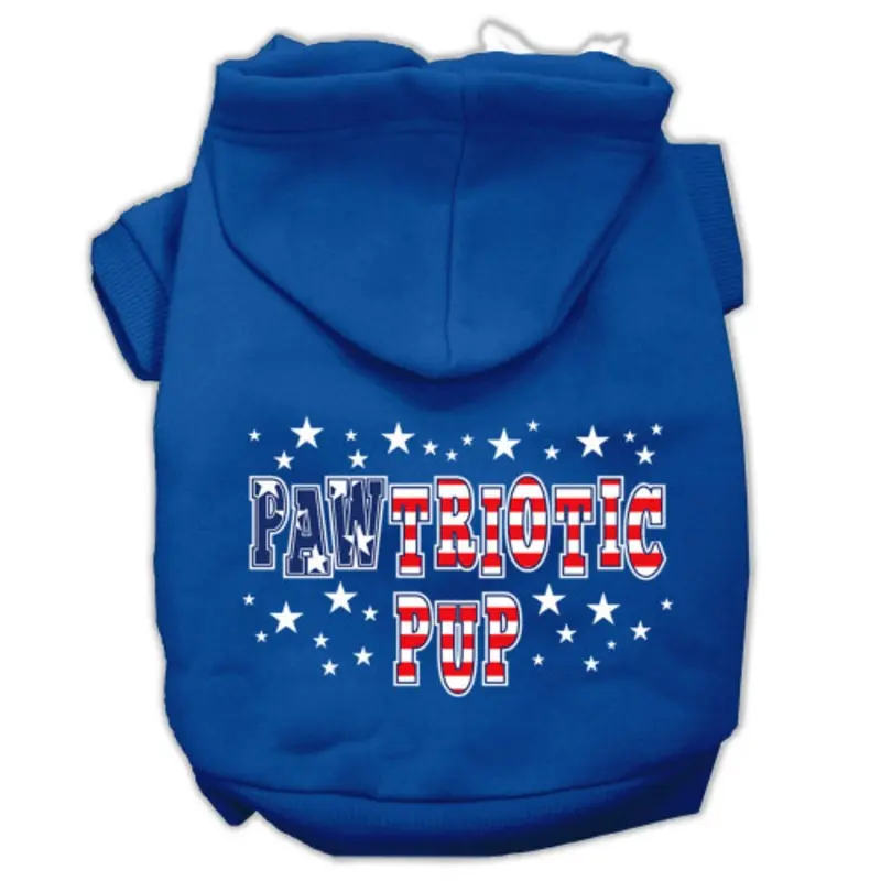 Pawtriotic Pup Screen Print Pet Hoodies - Blue