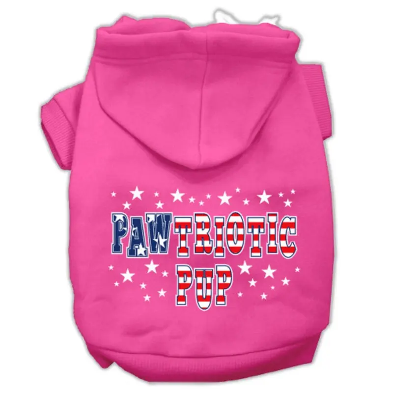 Pawtriotic Pup Screen Print Pet Hoodies - Bright Pink