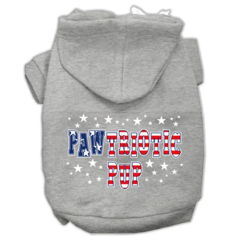 Pawtriotic Pup Screen Print Pet Hoodies - Grey