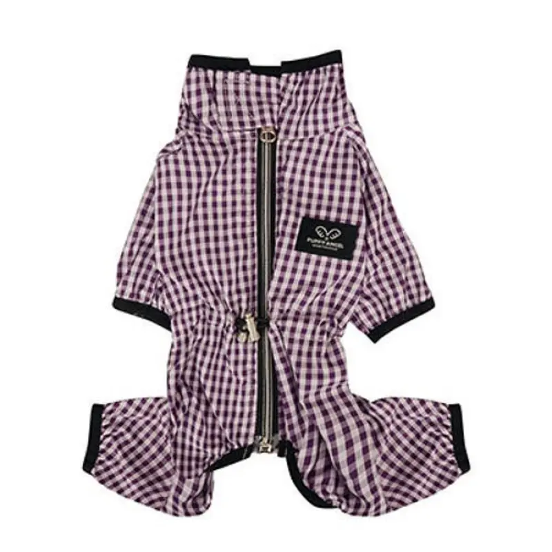 Magagio Check Dog Raincoat Overalls - Purple 2XL