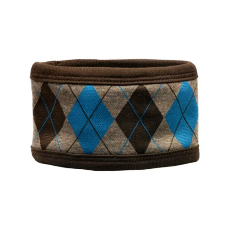 Brown and Turquoise Argyle Dog Belly Band XXS, 8-10 inch