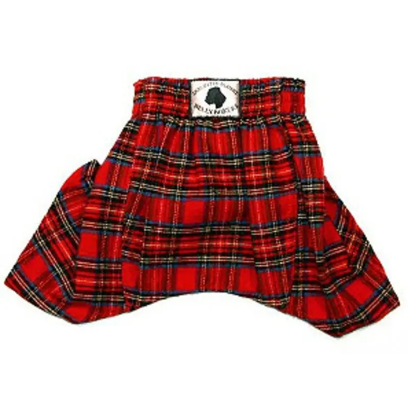 Dog Belly Boxer Shorts - Red Plaid Flannel XSmall