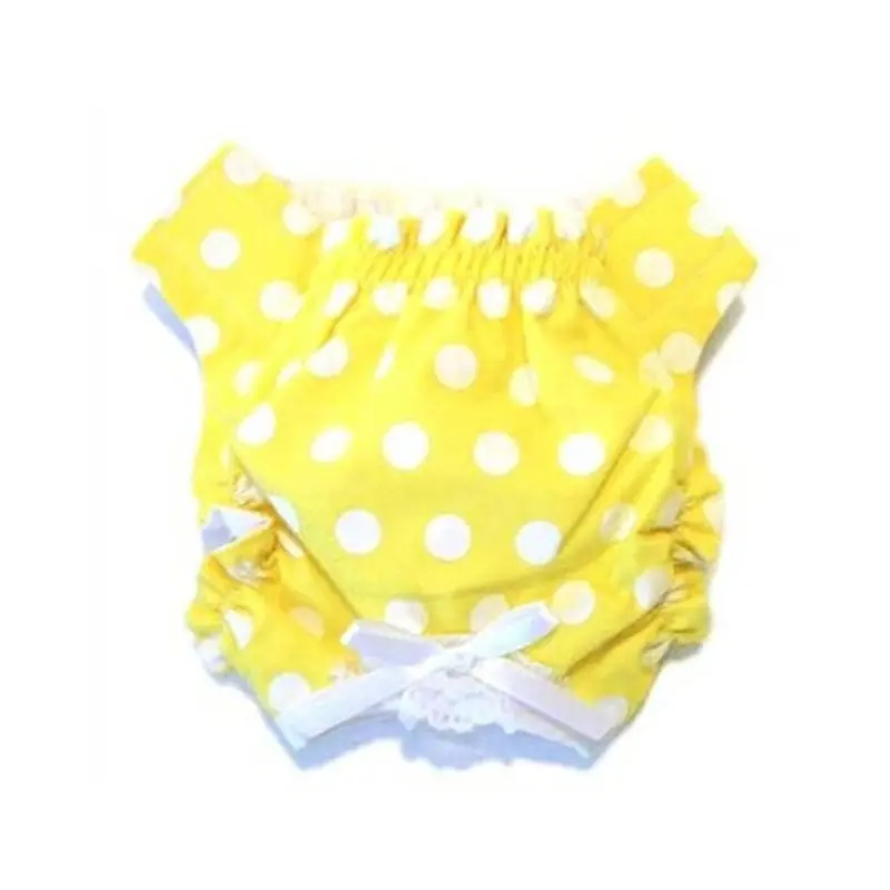 Dog Panty - Yellow & White Polka Dot Large