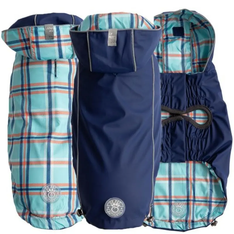 Reversible Elasto-Fit Pet Dog Raincoat - Navy Blue