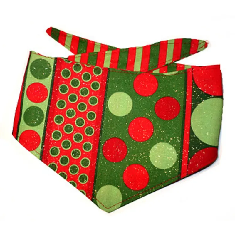 Christmas Dog Bandana - Mod Christmas Red & Green X-Small