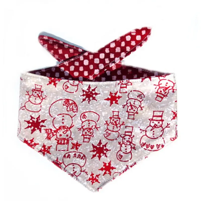 Christmas Dog Bandana - Red Snowmen X-Small