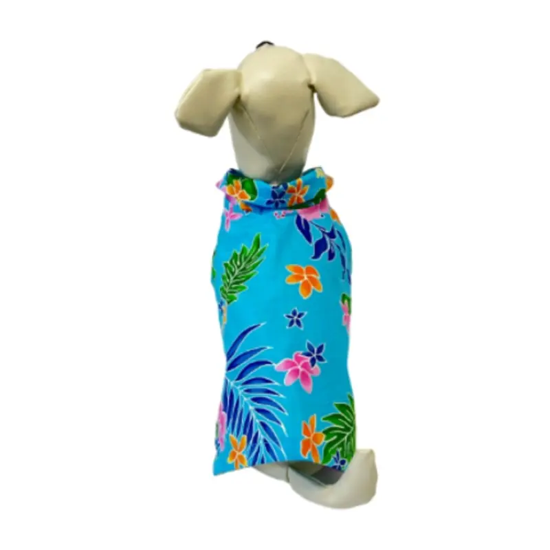 Designer Maui Skyblue Hibiscus Aloha Dog Shirt XXS