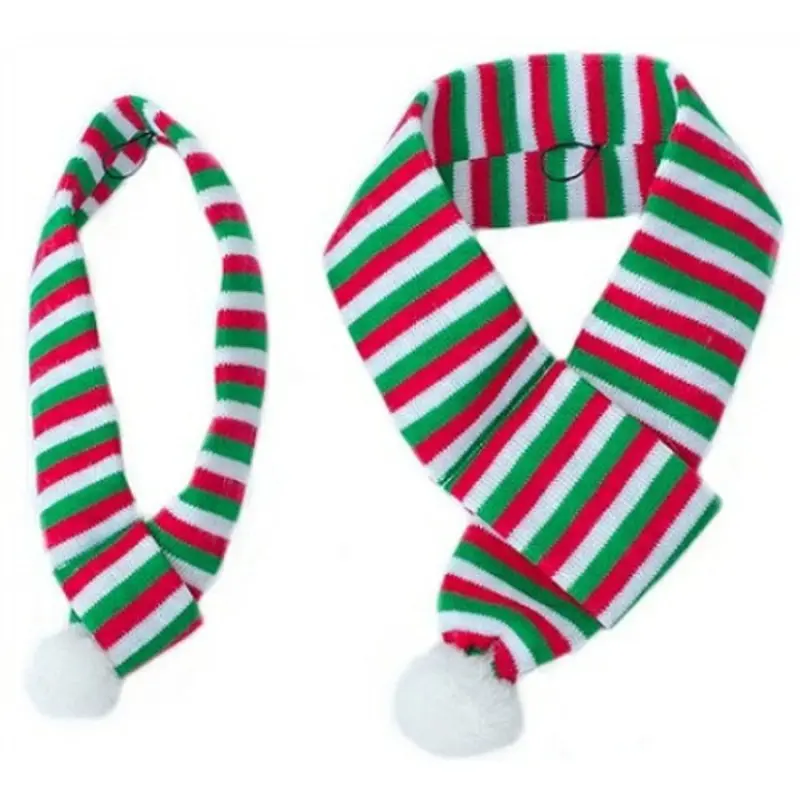 Pet Dog Christmas Holiday Striped Scarf Small