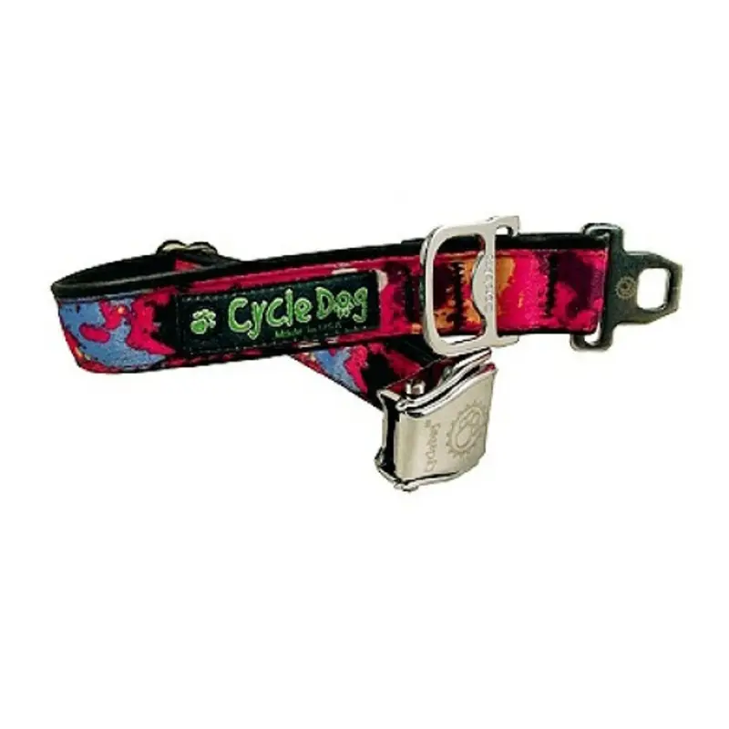 Pink Paint Splatter Aluminum Latch-Lock Dog Collars Medium Collar