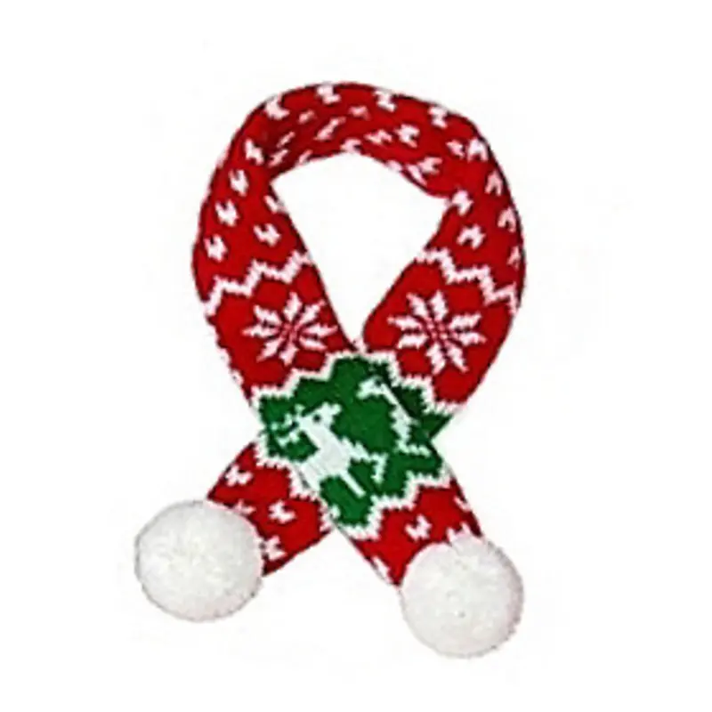 Sassy Knitted Winter Pet Dog Scarf - Red Reindeer Small-18 inches