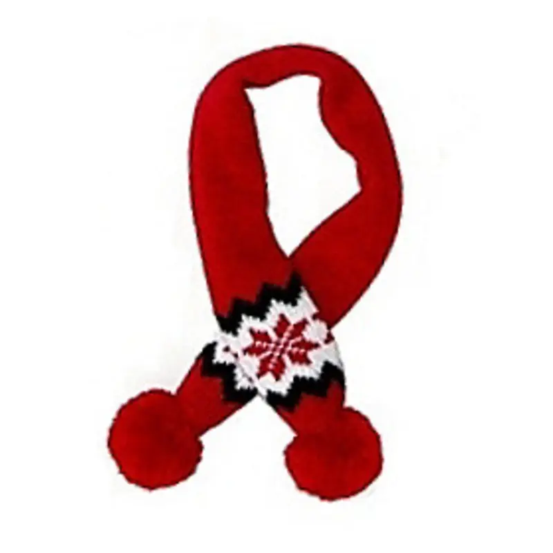 Sassy Knitted Winter Pet Dog Scarf - Red Snowflake Small-18 inches
