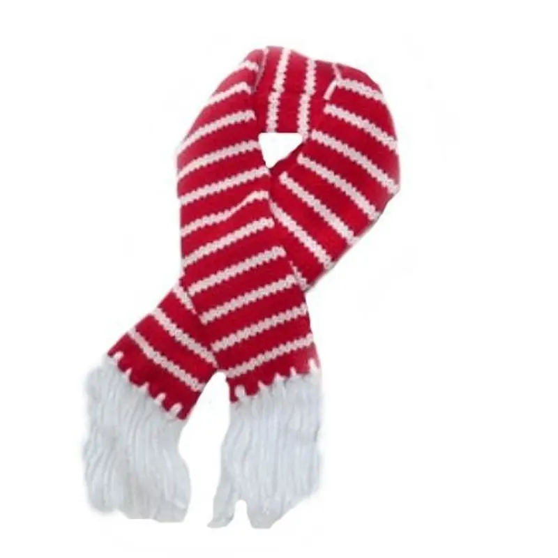 Sassy Knitted Winter Pet Dog Scarf - Red Striped Small-18 inches
