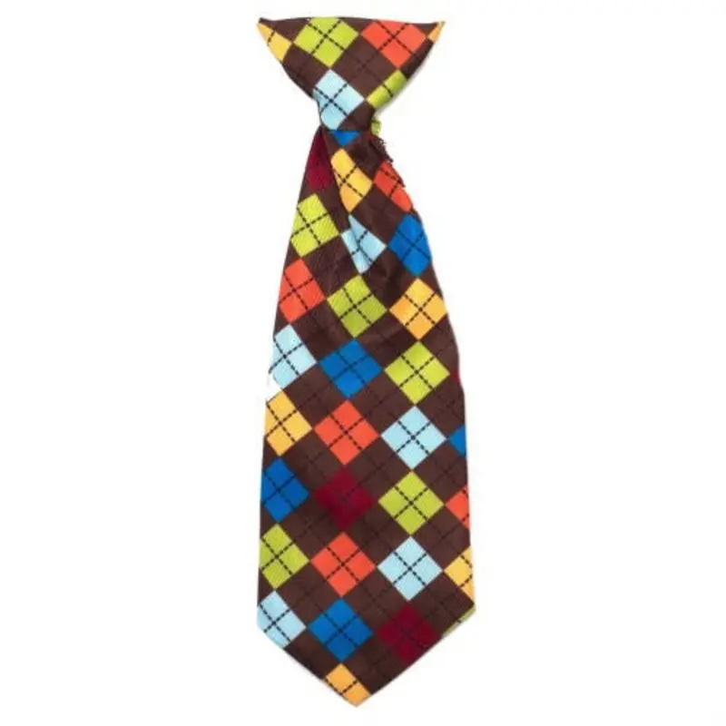 Autumn Argyle Pet Dog Neck Tie Small