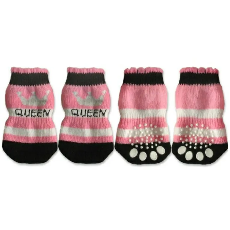 Black, White & Pink Queen Doggy Socks Medium