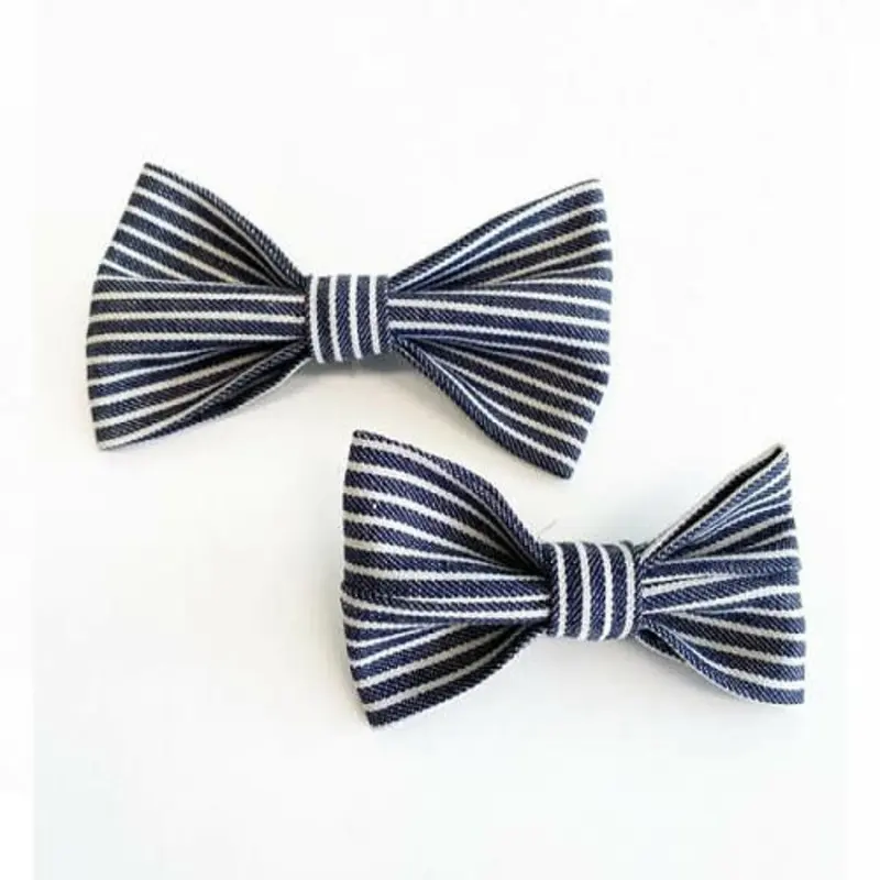 Railroad Denim Dog Slider Bow Tie Small (3 x 1-1/2 inches) 5/8-3/4" width collar