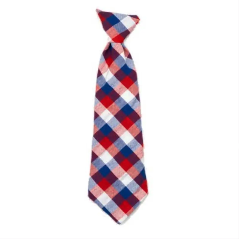 Red/White/Blue Check Pet Dog Neck Tie Small