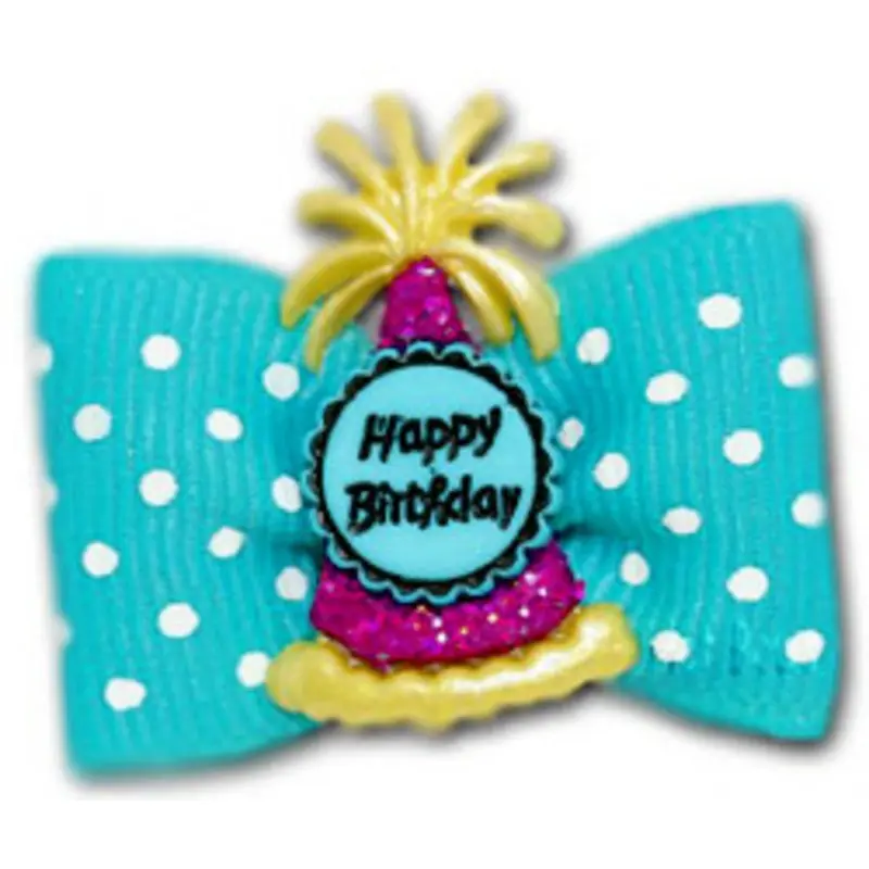 Dog Bow Barrette - Birthday Bash Latex Bands