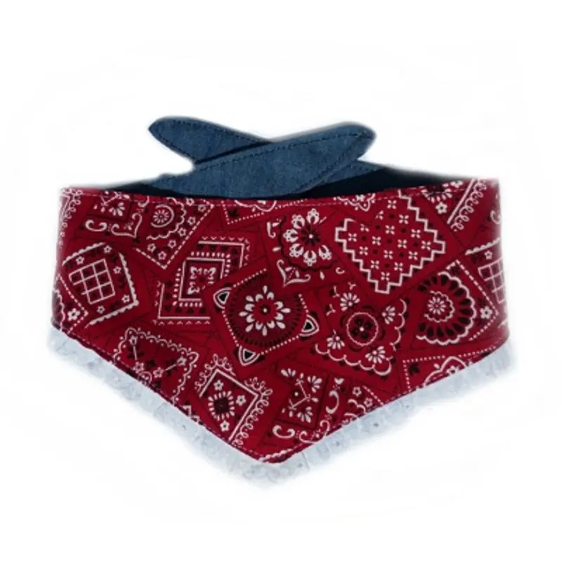 Bandana - Red Hankie w/ Lace XXS