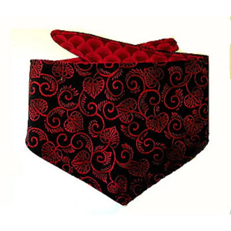 Bandana - Red Scroll Leaves XXS