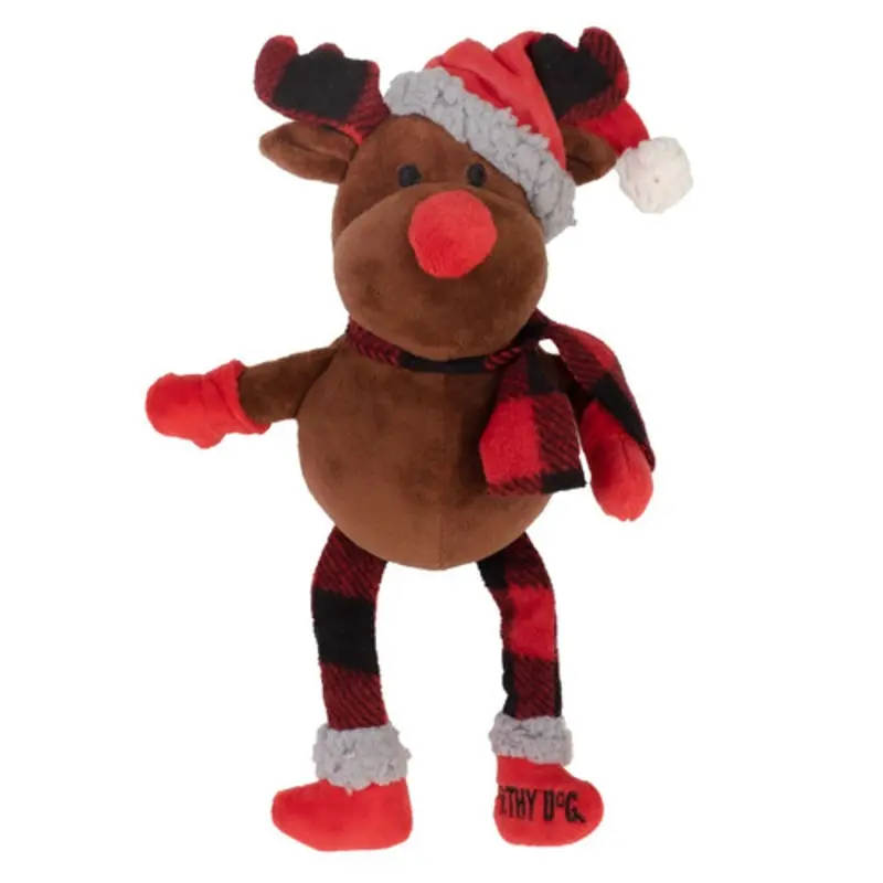 Plush Christmas Buffalo Reindeer Pet Dog Toy One Size