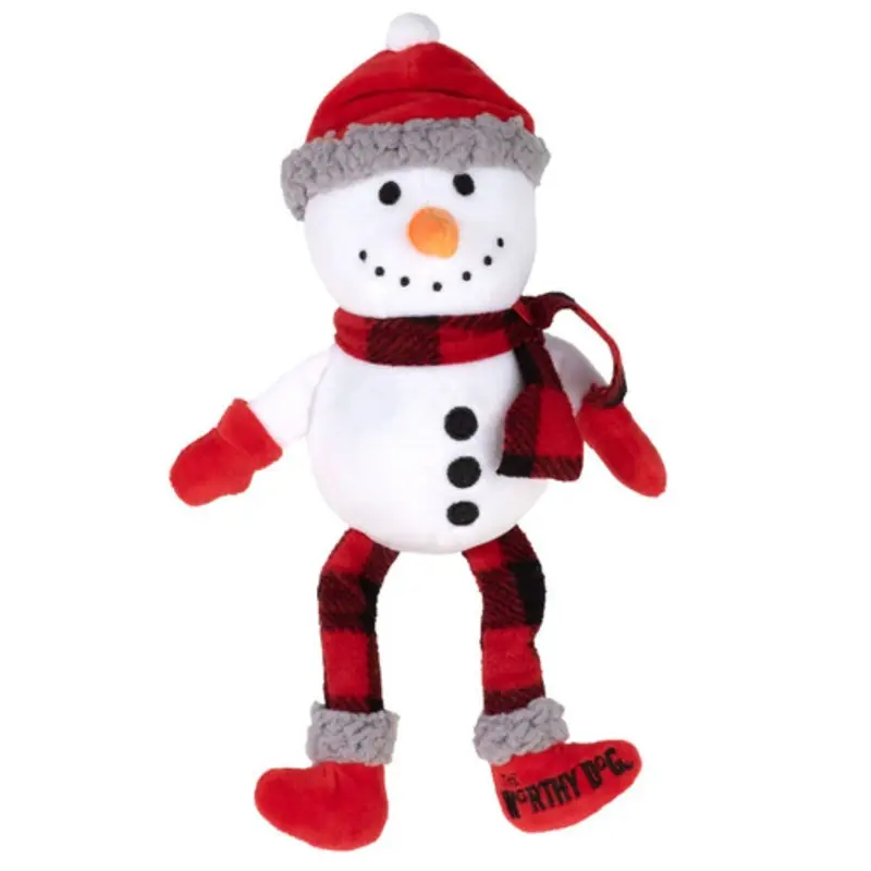 Plush Christmas Buffalo Snowman Pet Dog Toy One Size