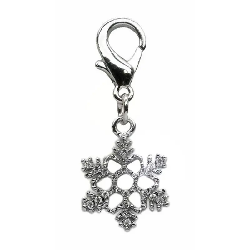 Snowflake Rhinestone Dog Collar Charms - Lobster Claw One Size