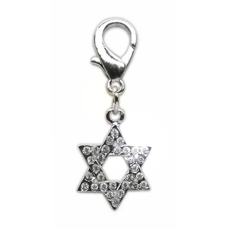 Star of David Rhinestone Dog Collar Charms - Lobster Claw One Size