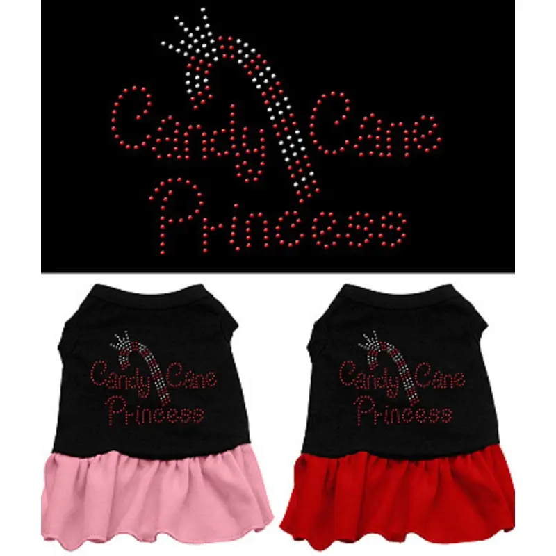 Candy Cane Princess Rhinestone Christmas Dog Dress