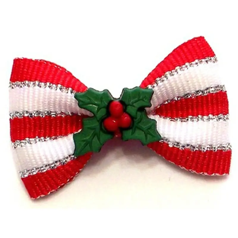Christmas Deck the Halls Dog Hair Bow Barrette Alligator Clip