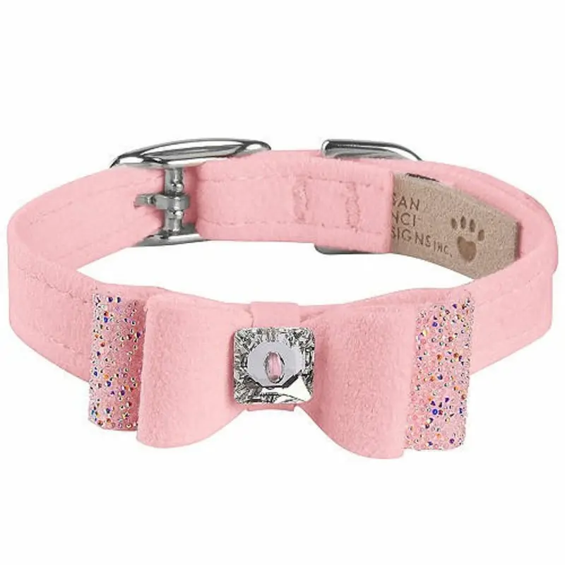 Puppy Pink Aurora Borealis Crystal Stellar Big Bow Collar