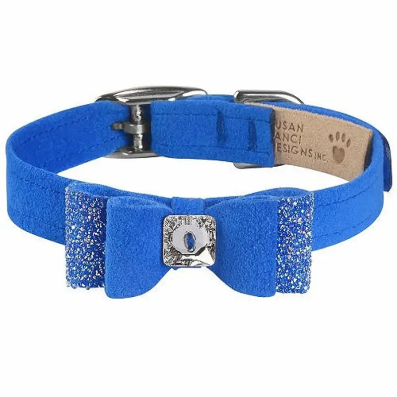 Royal Blue Aurora Borealis Crystal Stellar Big Bow Collar