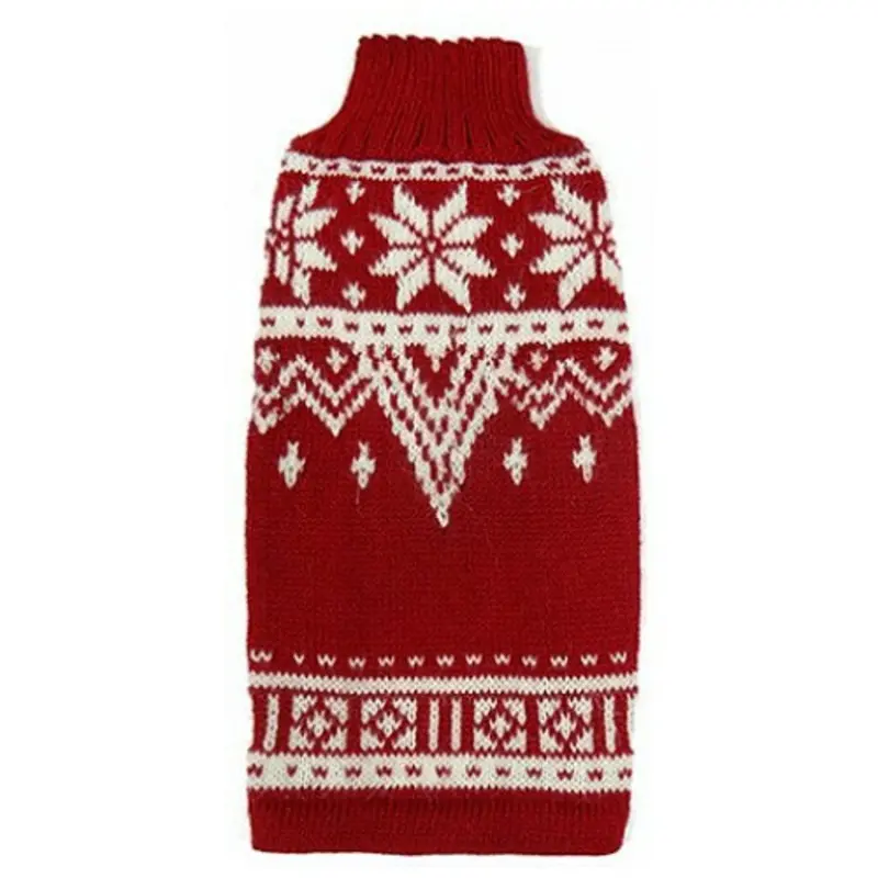 Alpaca Dog Sweater - Red & White Snowflake XS