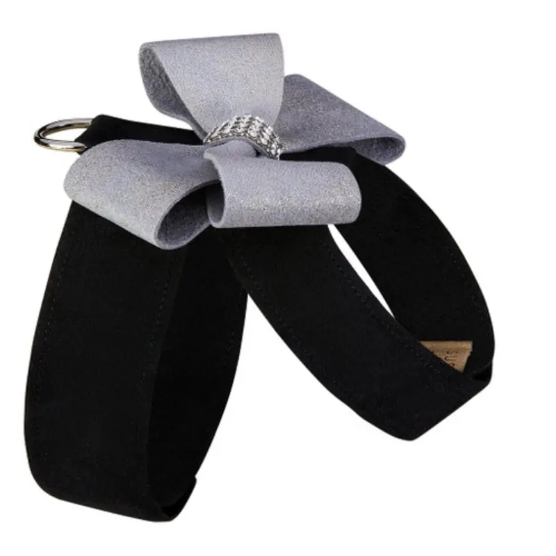 Black Tinkie Harness with Platinum Glitzerati Nouveau Bow - Choose Color