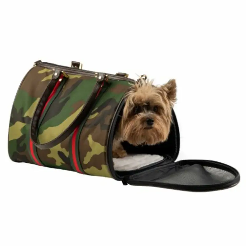Duffel - Camouflage with Stripe Pet Dog Carrier by Petote Mini