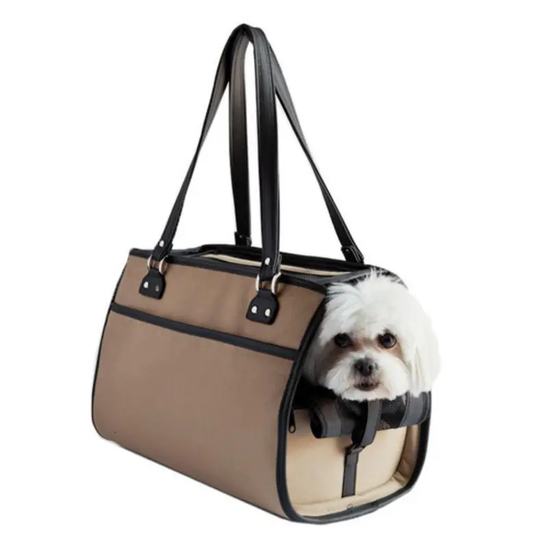 The Payton Pet Dog Carrier - Khaki - Black Trim