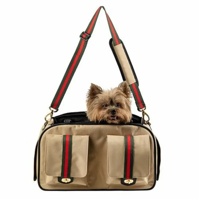 Marlee 2 Pet Dog Carrier - Khaki with Stripe by Petote