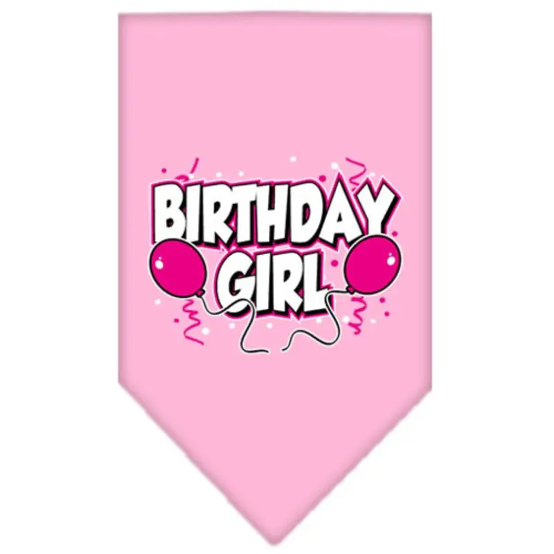Birthday Girl Balloons Tie-on Pet Dog Bandana Small  - 14" x 14" square