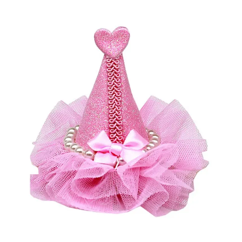 Pretty Birthday Party Dog Hat Clip On - Light Pink One Size Only