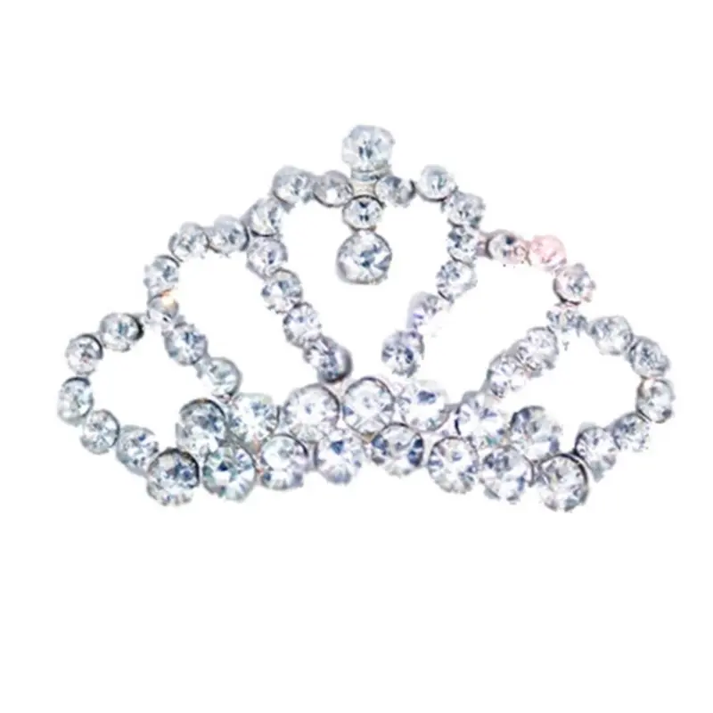 Tiny Tiara, Brilliant Rhinestone Dog Hair Barrettes French Clip