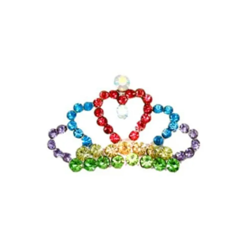 Tiny Tiara, Multi Rhinestone Dog Hair Barrettes French Clip