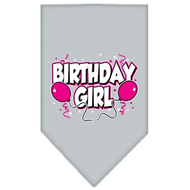 Birthday Girl Screen Print Dog Bandana - Gray Small