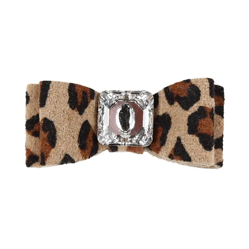 Cheetah Couture Big Bow Dog Hair Bow by Susan Lanci - Brown Cheetah Teacup