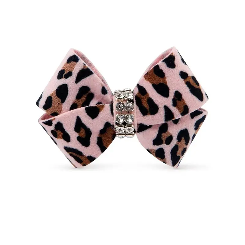 Cheetah Couture Nouveau Bow Dog Hair Bow by Susan Lanci - Pink Cheetah X-Small